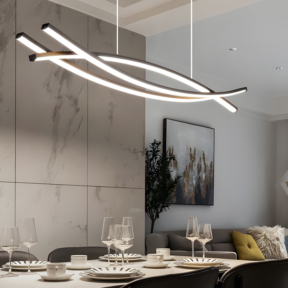 Wave hanging light angle view — 47in length | Casa Norex