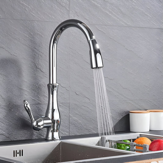 Aurelia Pull-Out Kitchen Faucet — Chrome finish in use | Casa Norex