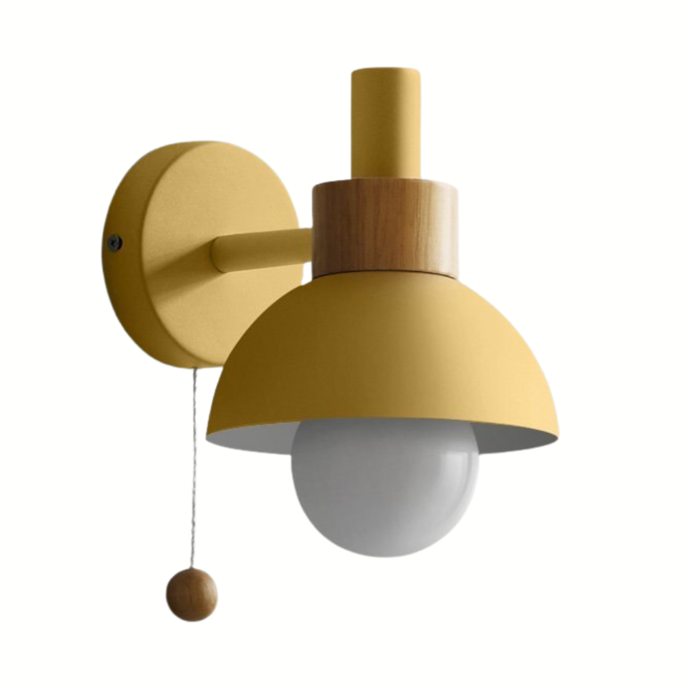 Wooden pull switch detail - Nordic pastel sconce by Casa Norex